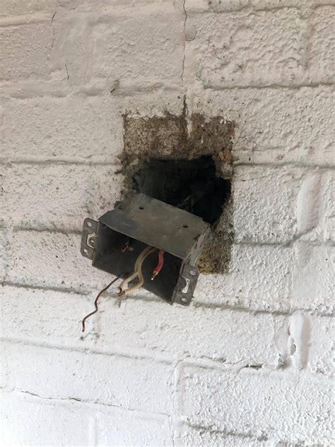 how to secure electrical box inside cinder block|block wall electrical outlet fix.